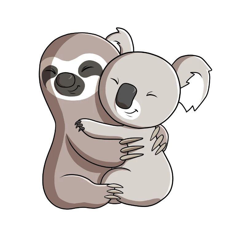 Sloth and Koala Hug