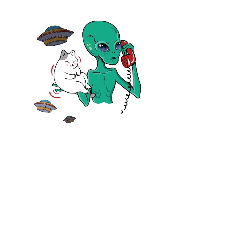 Extraterrestres chat spatial drôle et rétro