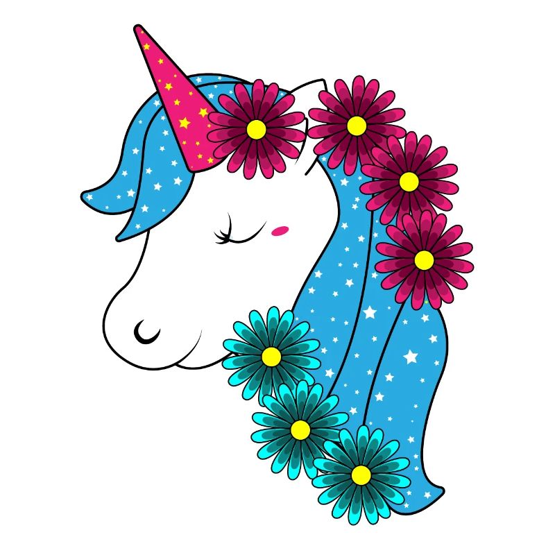 Grande licorne avec de jolies fleurs