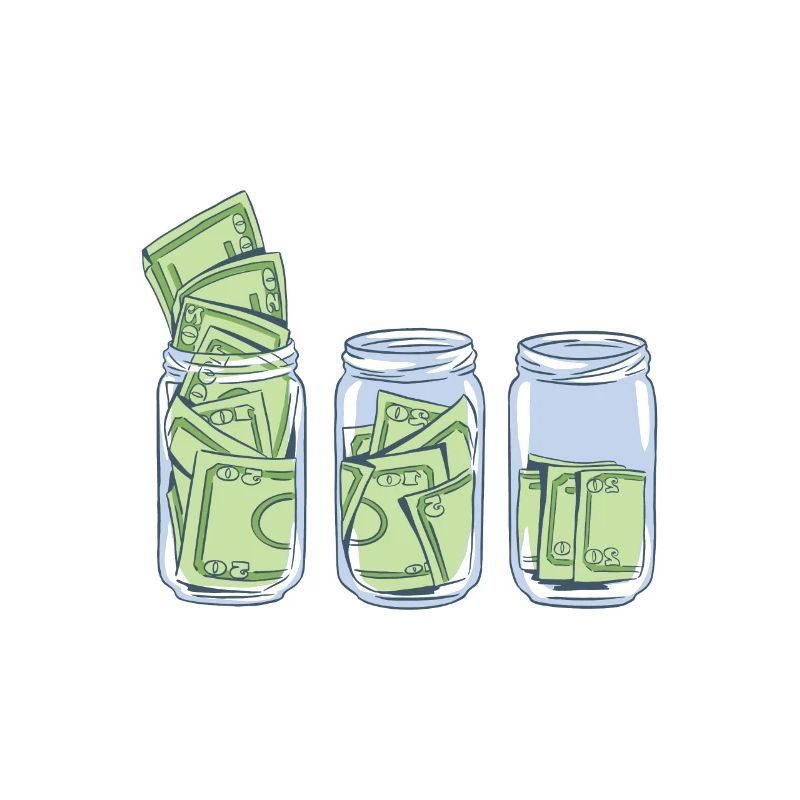 Billets d'un dollar dans un verre