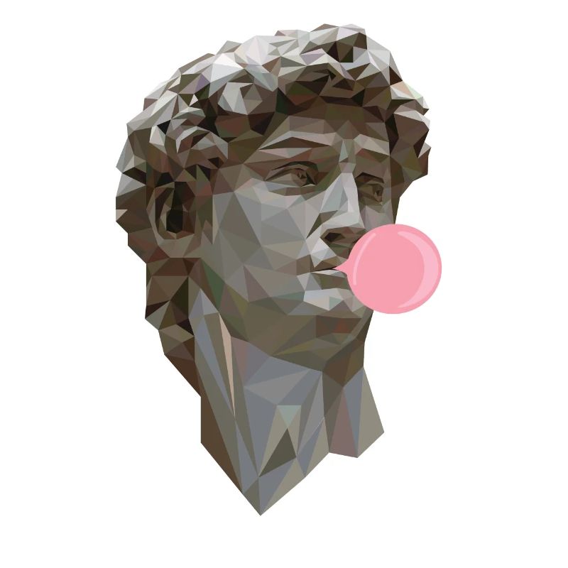 DAVID MICHELANGELO mit Kaugummi Statue Kunst