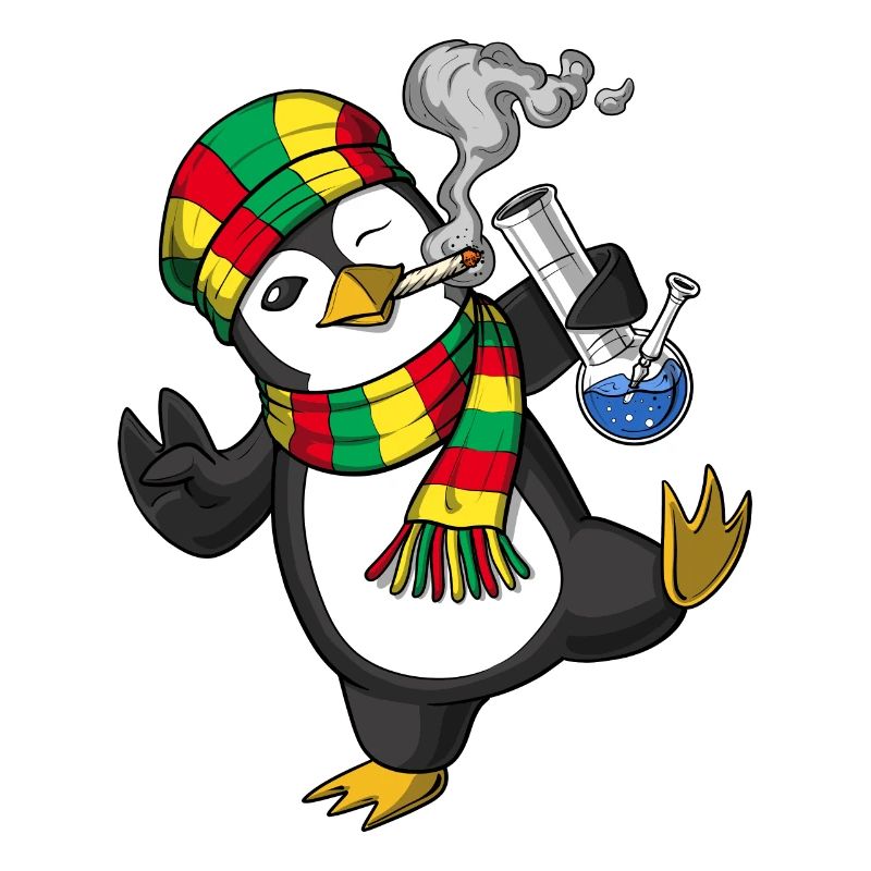 Pinguin Rauchen Unkraut