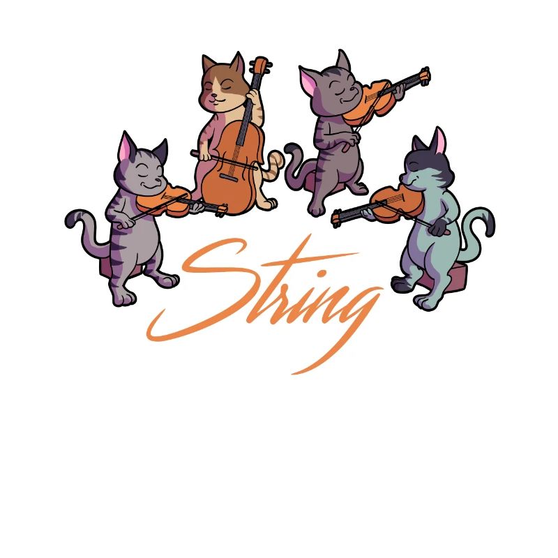 String Purrtet Cat Playing Violin Cello Kitty Clas
