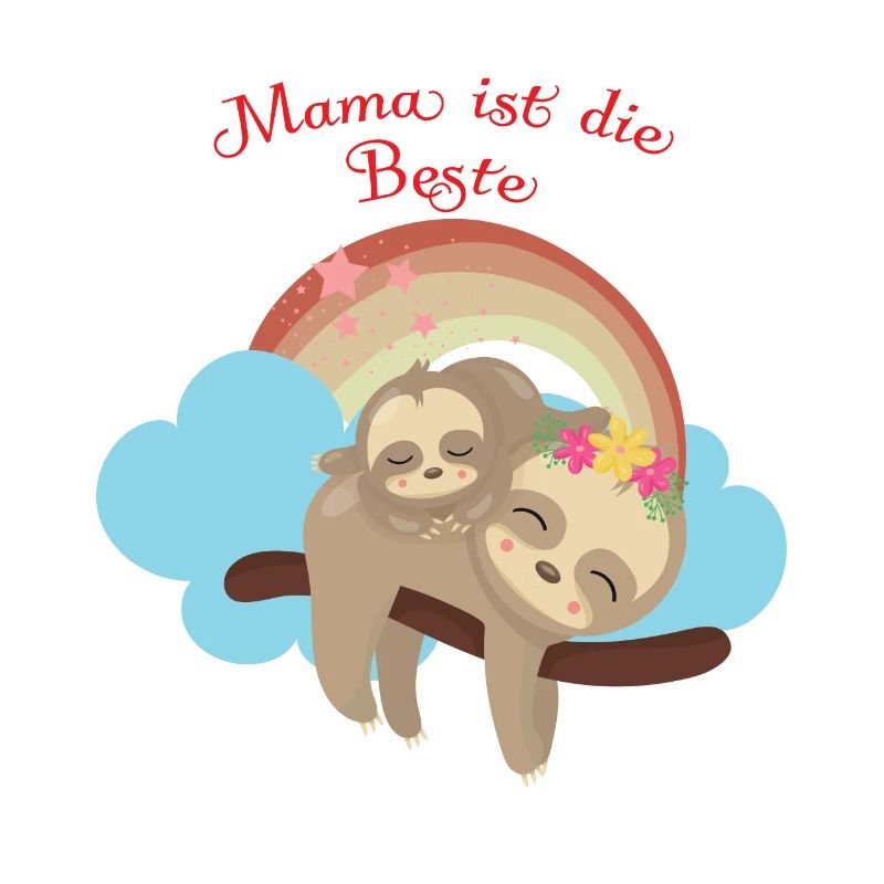Faultier Mama mit Kind Muttertag Geschenk
