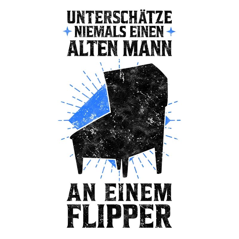 Alter Mann beim Pinball Flipperautomat Spruch