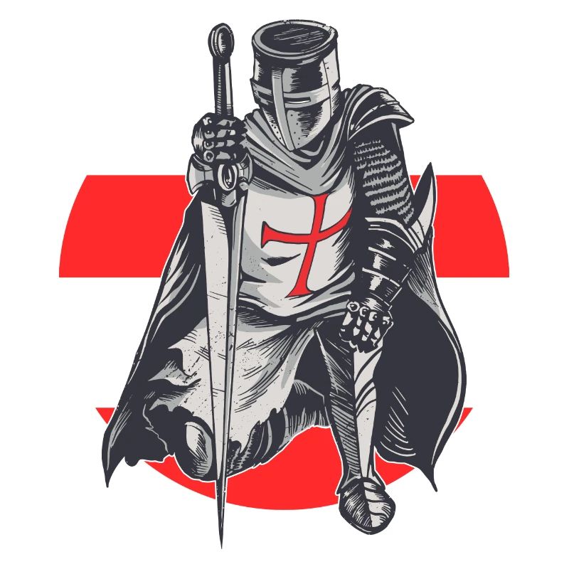 Knight Red White Templer order medieval armor