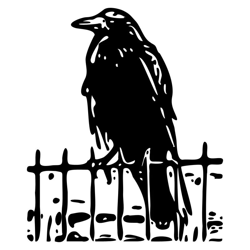 Krähenvogel auf dem Zaun (1c)