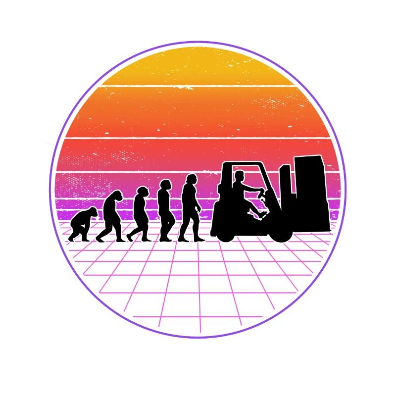 Forklift Driver Evolution Vaporwave Forklift