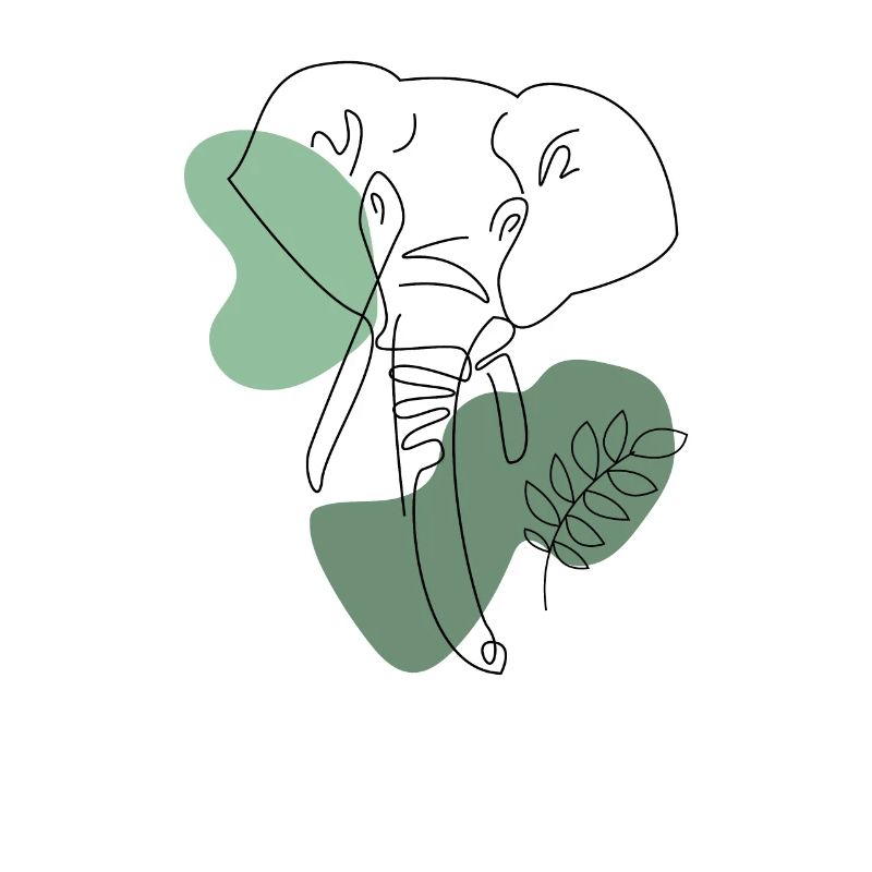Elephant One Line Art Abstract Art Gift