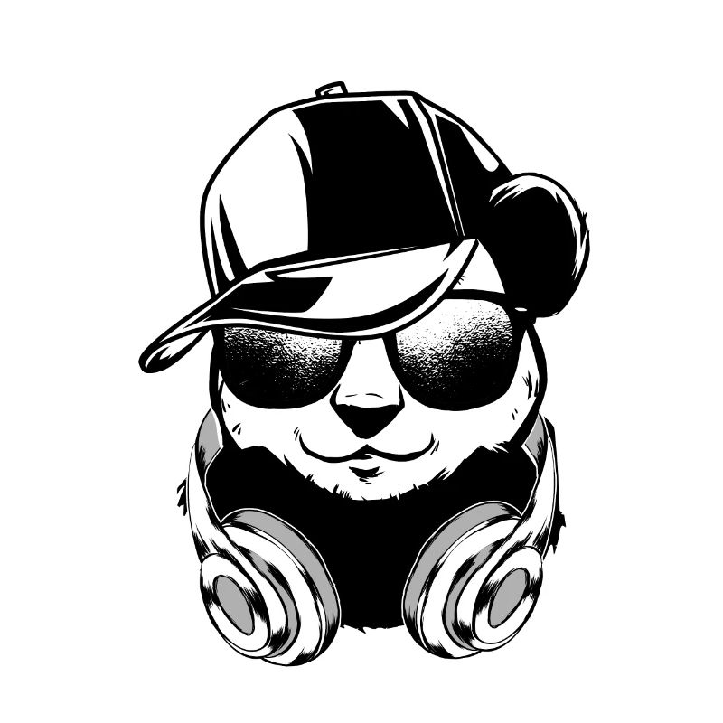 Panda mit Kopfhörer und cooler Sonnen Brille