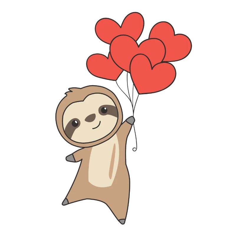 Sloth for Valentine's Day cute animals with hearts
