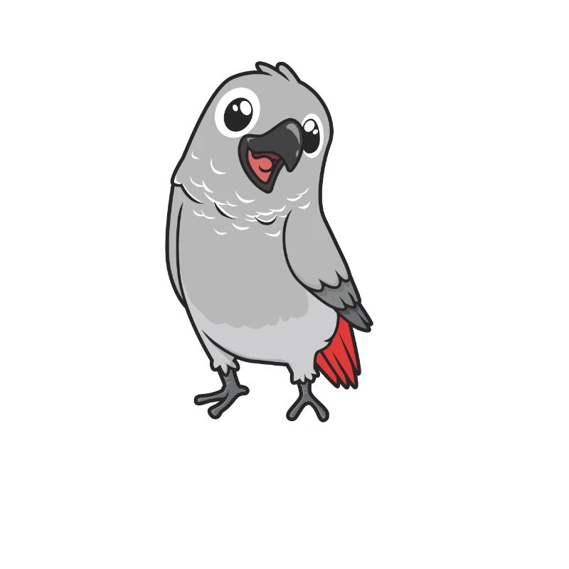 Perroquet gris kawaii
