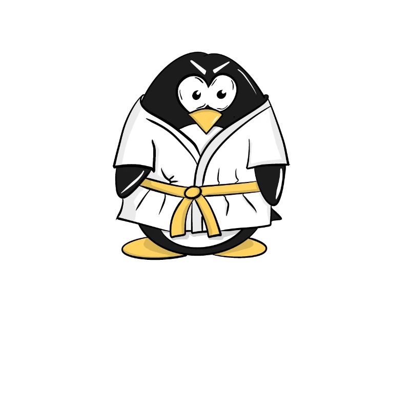 Linux Pinguin installiert seine Ninja Skills mit