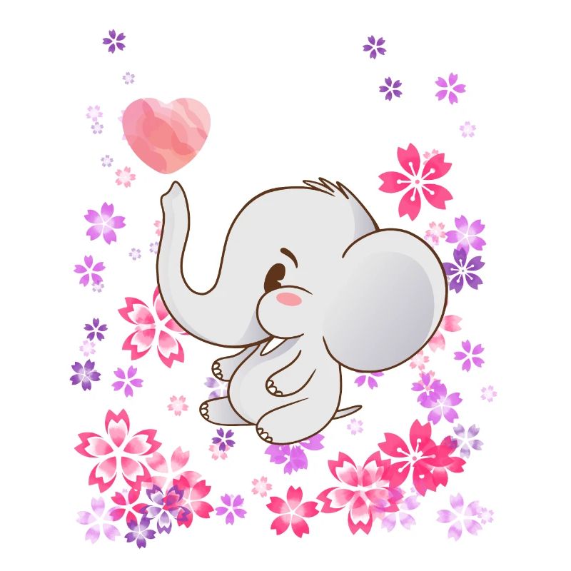 Bébé éléphant avec des fleurs