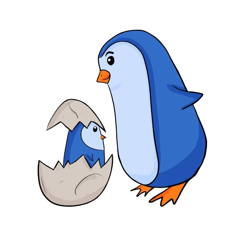 Pingouin avec Bébé Pingouin