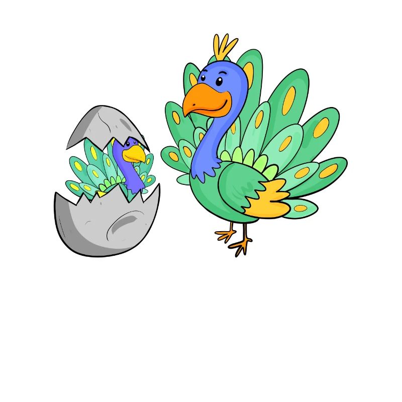 Paon avec bébé paon