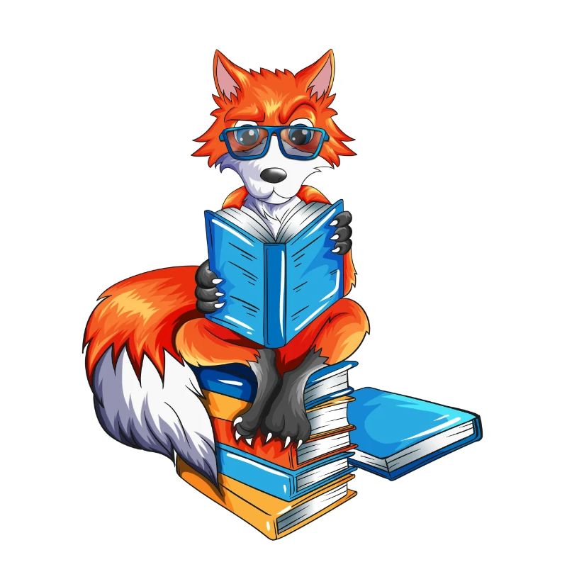 Fuchs Nerd Bücher lesen Leseratte Bibliothek Buch