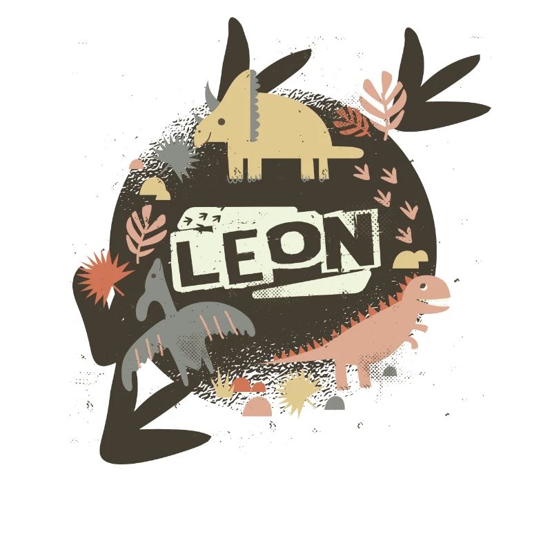 LEON - Beautiful boy name with cute dinosaurs