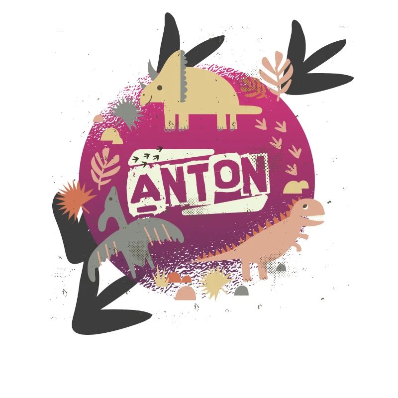 ANTON - Beautiful boy name with cute dinosaurs