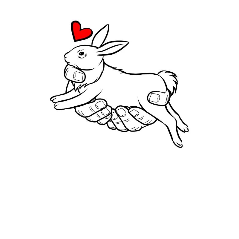 Rabbit Love Funny Hand Caring Rabbit Heart Cool