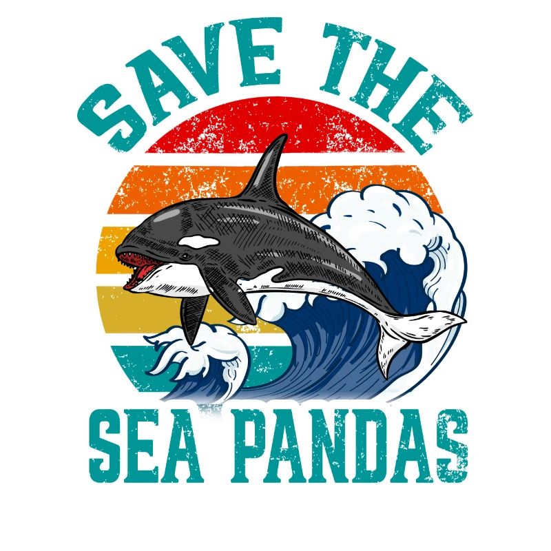 Rettet das Meer Pandas Retro Rettung Killerwal Orca