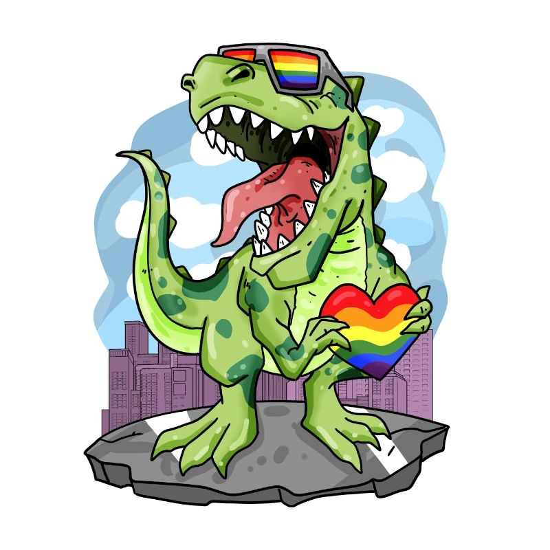 LGBT Tier Dinosaurier Regenbogen Herz