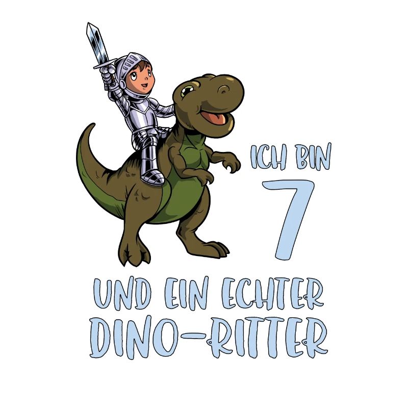 Geburtstagsshirt Dino Ritter - 7 Geburtstag Junge