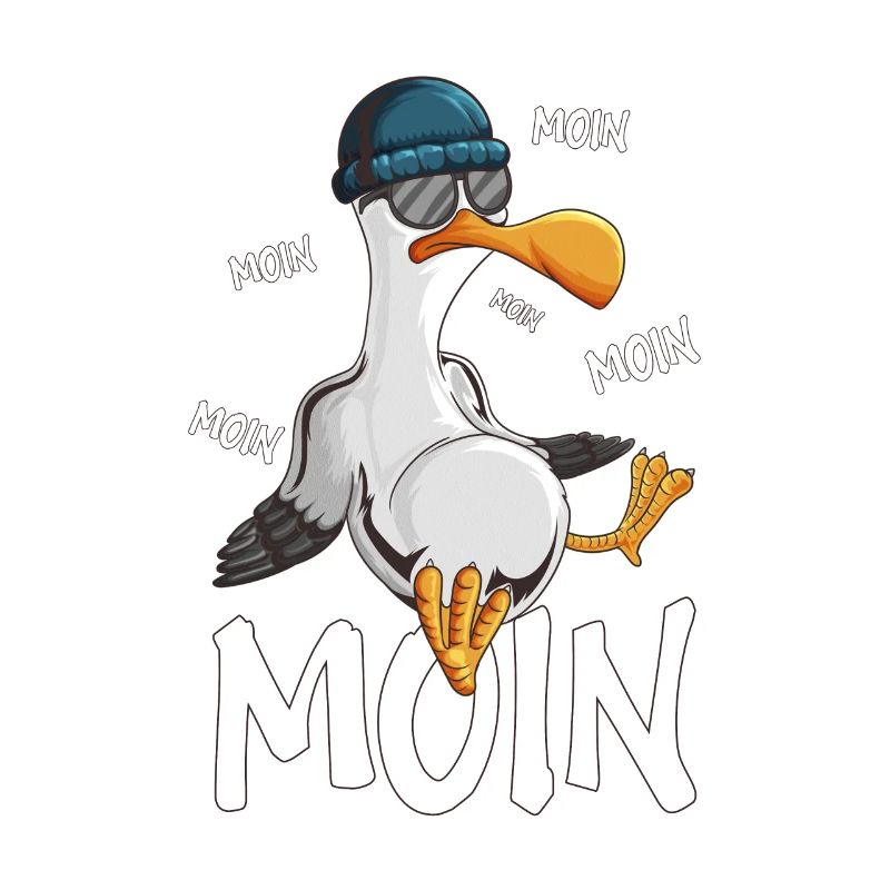 Plattdeutsche Möwe Moin Spruch Nordsee Hipster