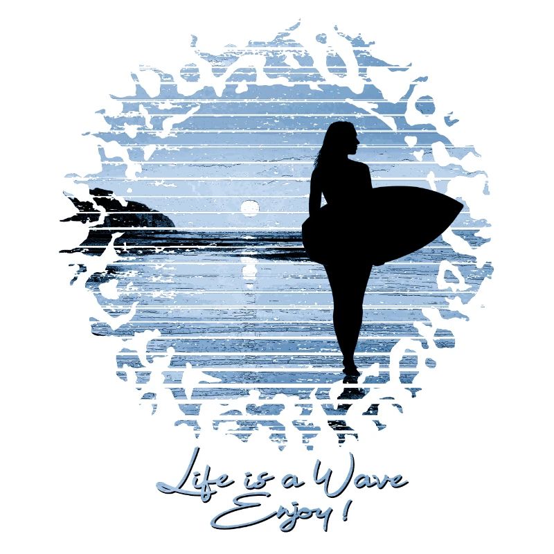 Beach surfer Life is a Wave, Enjoy! | Blue