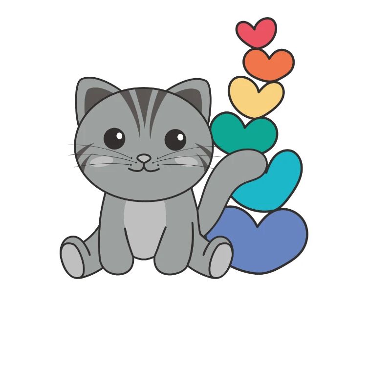 Rainbow Hearts Pride LGBTQ animaux mignons chat