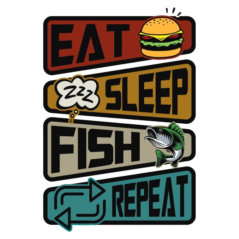 Pêcheur Pêche Manger Sommeil Poisson Répéter Pêcheur