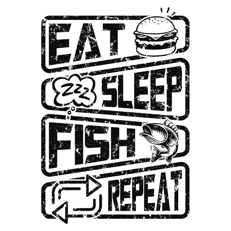 Pêcheur Drôle de pêche Manger Dormir Poisson Répéter