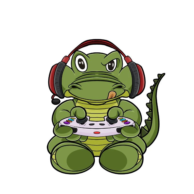 Crocodile With Gaming Controller I Funny Gaming I