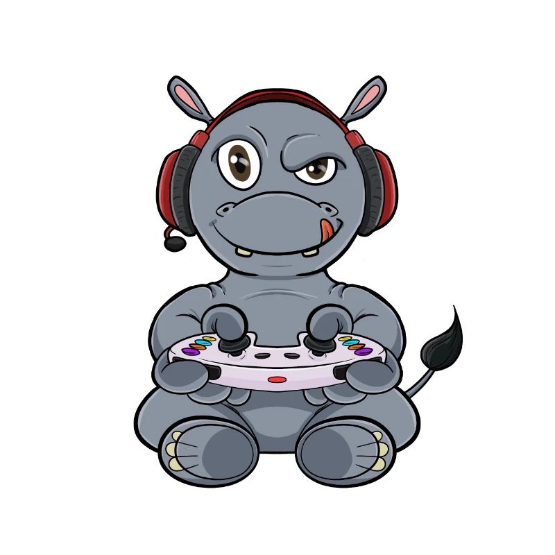 Hippo With Gaming Controller I Funny Gaming I