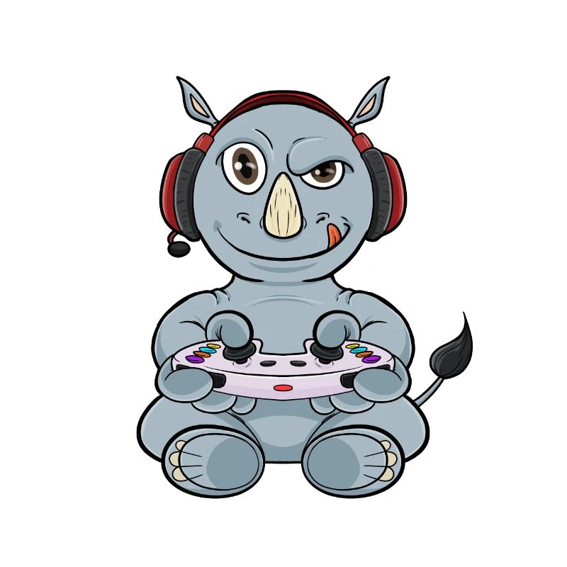 Rhino With Gaming Controller I Funny Gaming I