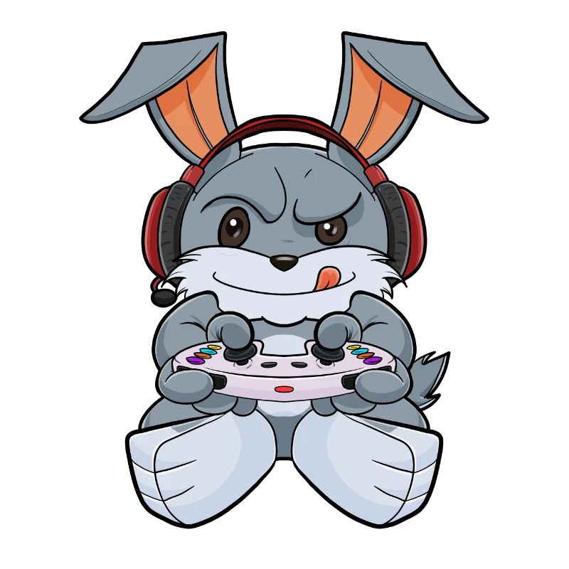 Rabbit With Gaming Controller I Funny Gaming