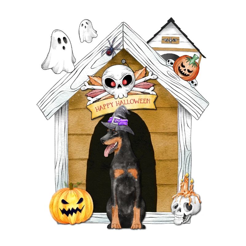 Halloween Dobermann Dog Witch