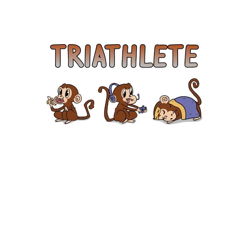 triathlètes joueurs singe manger, jouer, dormir