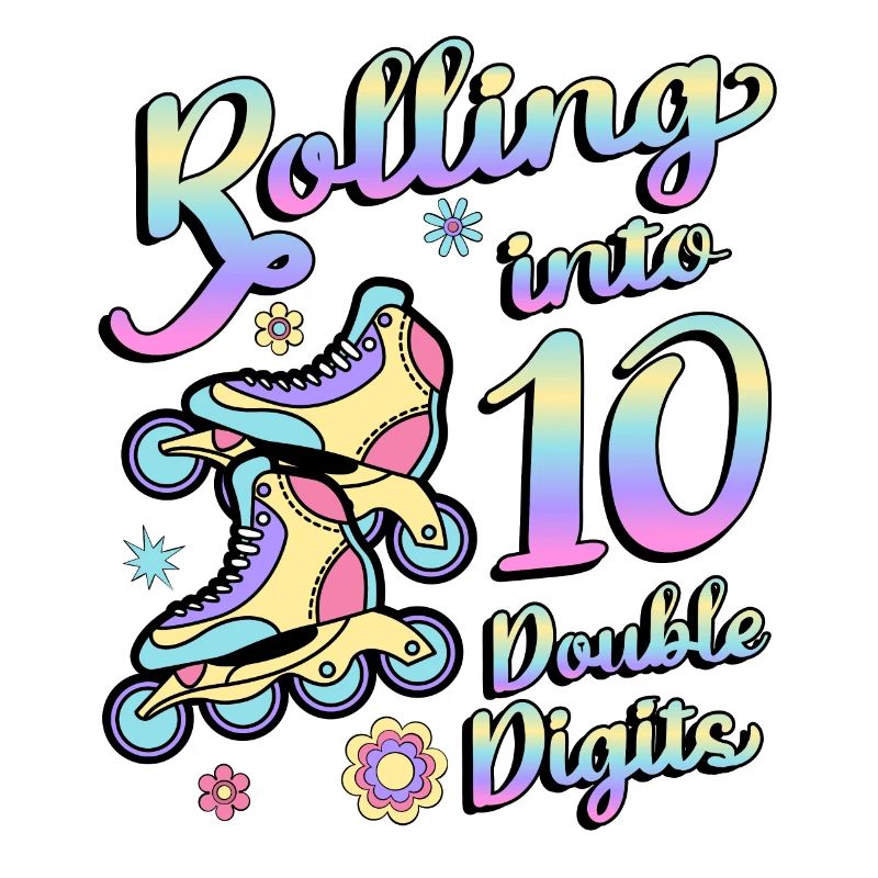 Rolling Into 10 Double Digits Floral Skaters 10.