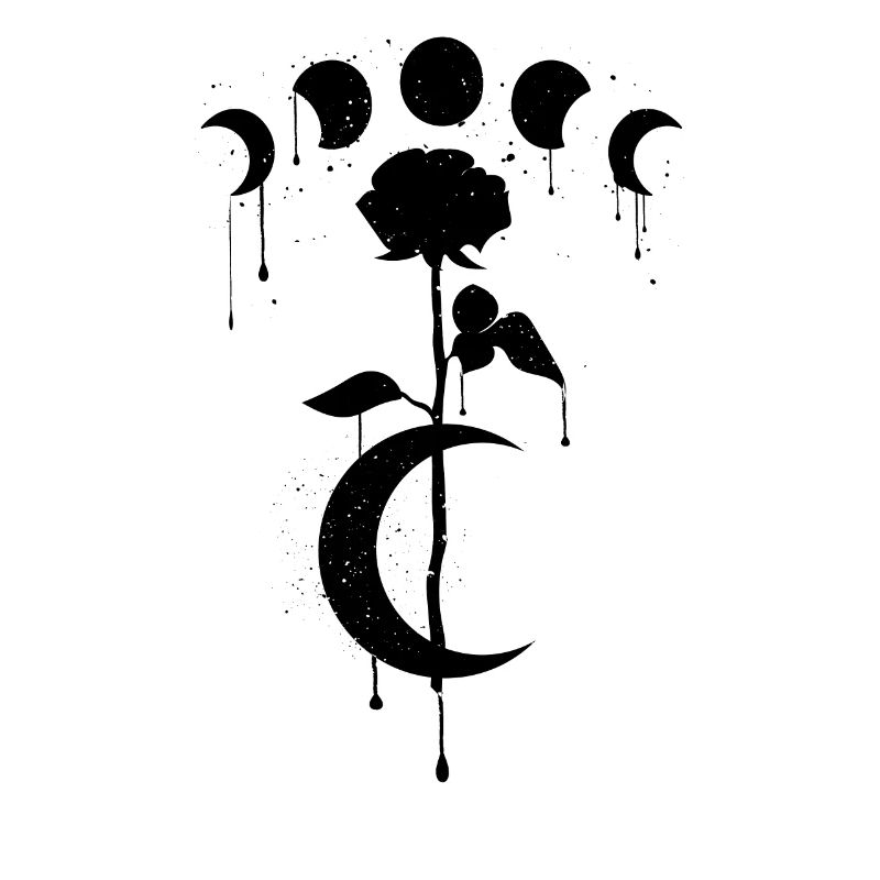 Occulte Rose Gothique Phase de Lune Esthétique Occulte