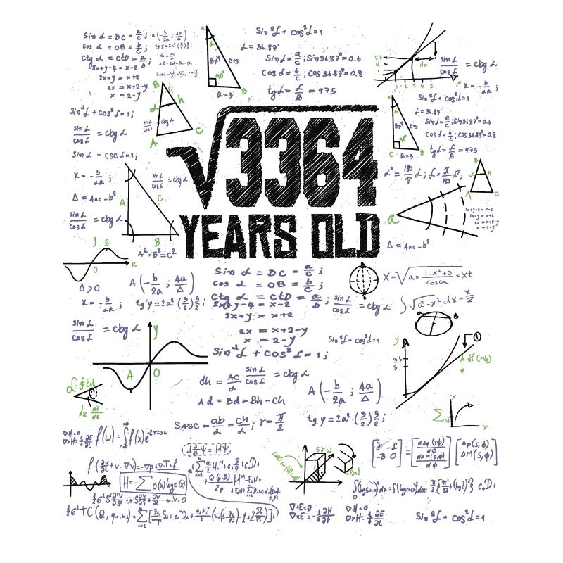 Racine carrée de 3364 Math Nerd 58e anniversaire