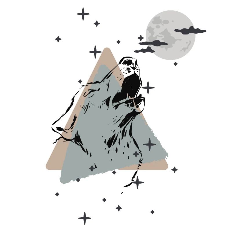 Loup à la lune