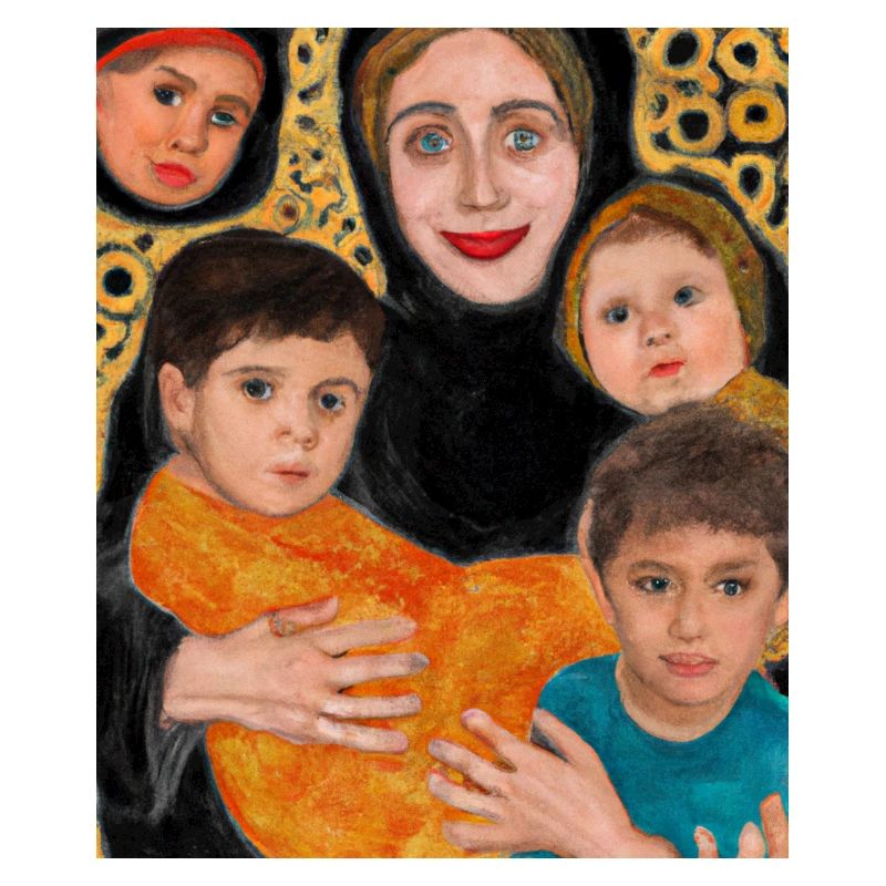 Gustav Klimt Style Portrait Einer Mama Mit Vier