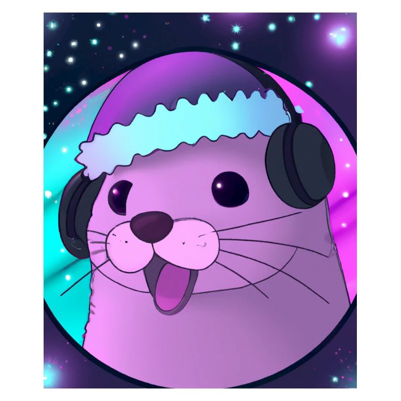 Otter with Christmas hat