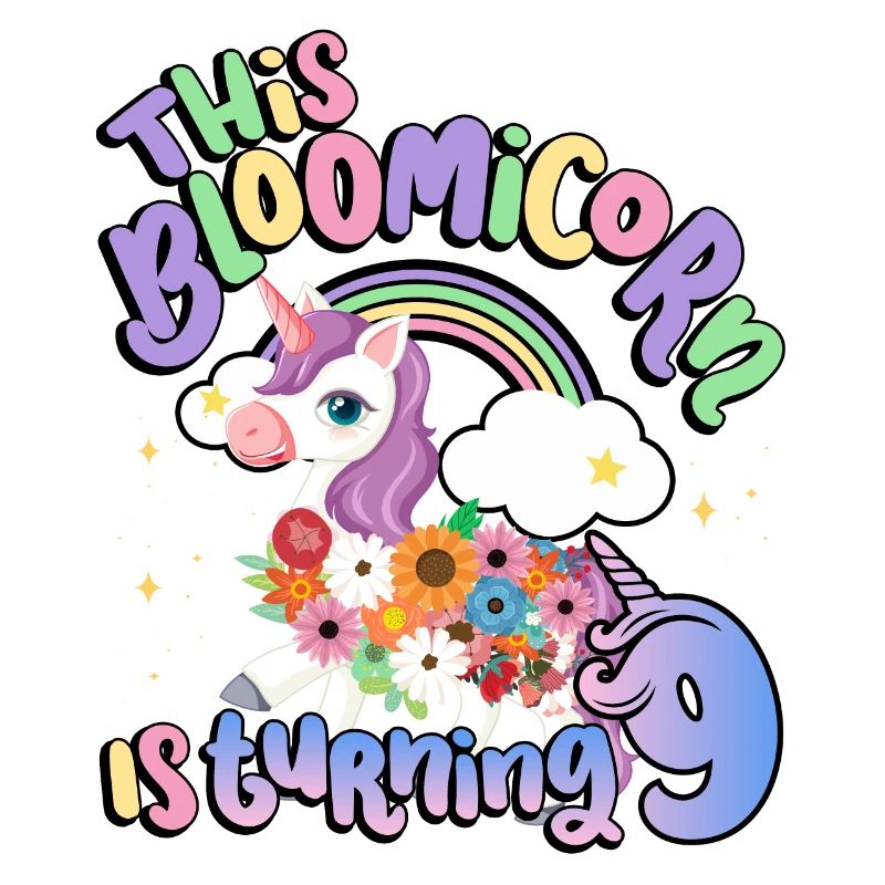 Bloomicorn Is Turning 9 Einhorn 9. Geburtstag