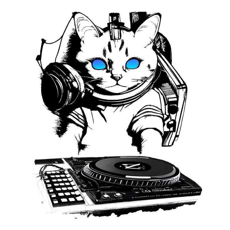 Cat DJ with mixer