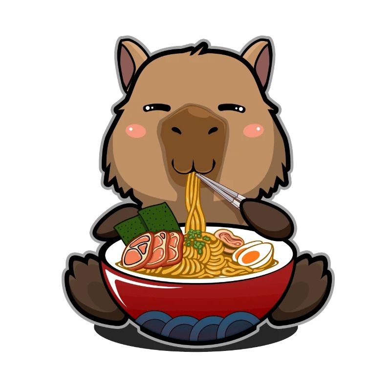 Kawaii Capybara mangeant des ramen d’un jeu de mots Ramen Bowl