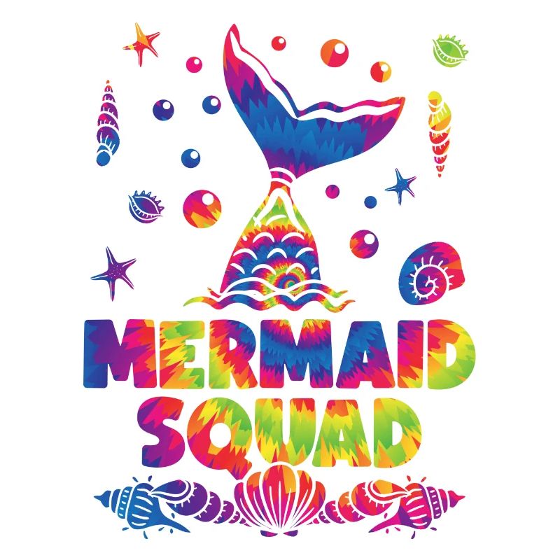 Mermaid Squad Seashell Colorful Tie Dye