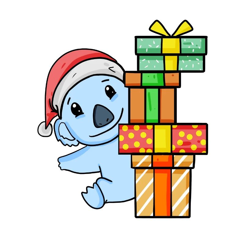 Koala de Noël avec cadeaux