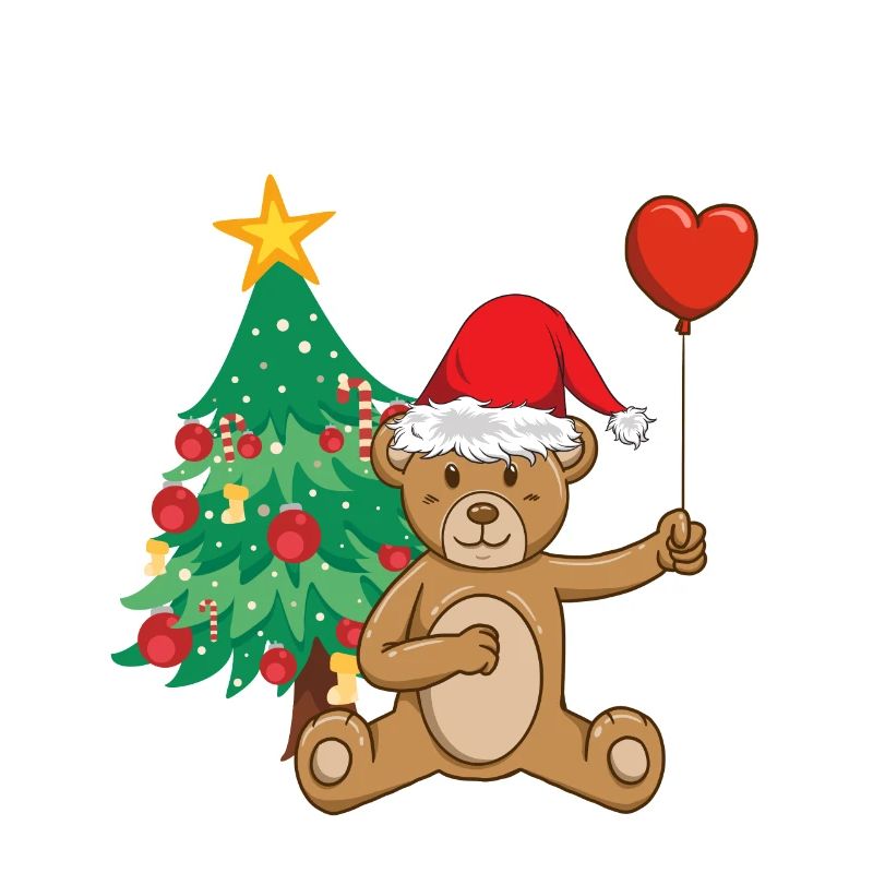 Teddy bear Santa Claus hat Christmas tree